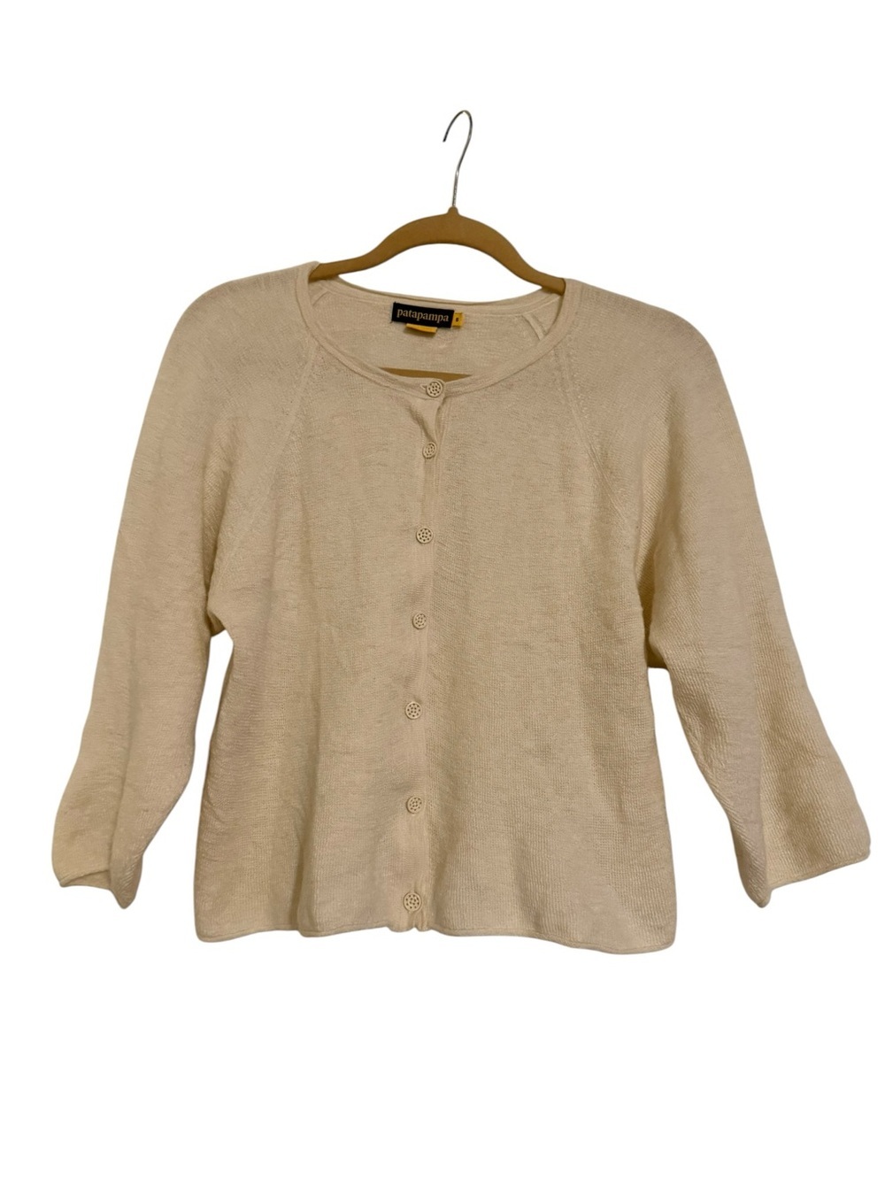 Patapampa 100% Baby Alpaca Button Front Cardigan Size Small Ivory Cream Peru